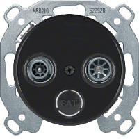 Розетка телевизионная проходная TV SAT FM, диапазон частот от 4 до 2400 MГц, черный глянцевый, S4110 + 12032045 Berker