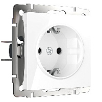 Дизайнерская розетка с заземлением и шторками, белый глянцевый, W1171101 Werkel