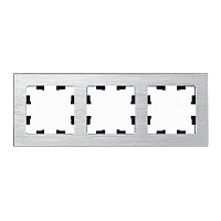 Дизайнерская рамка 3 местная, серебро, металл, ATN312103 Schneider Electric, серия Atlas Design Nature