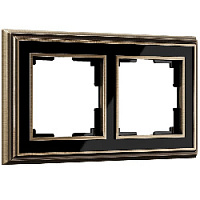 Дизайнерская рамка 2 местная, бронза / черный, алюминий, акрил, W0021328 Werkel