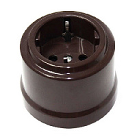 Розетка с заземляющим контактом коричневый, RZERBH002 ФД КерамикЪ