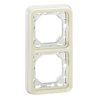 Дизайнерская рамка с суппортом 2 местная, белый, 069696 Legrand, вертикальная установка, серия Plexo