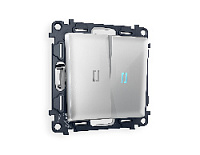 Комплект механизма 2-кл выключателя с подсветкой 10000K голубой свет, серебро глянец, MA404020 Ambrella Volt, двухклавишный