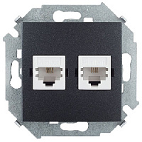 Дизайнерская розетка телефонная 2хRJ-11, графит, 1591589-038 Simon, серия 15