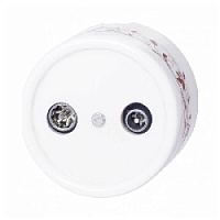 Розетка R/TV-Sat проходная, белая с коричневым узором, B1-304-01-D6/2 BIRONI