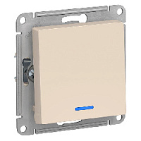 Дизайнерский выключатель с подсветкой, бежевый, ATN000213 Schneider Electric, одноклавишный, серия Atlas Design
