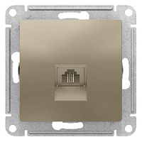 Дизайнерская розетка телефонная RJ-11, шампань, ATN000581 Schneider Electric, серия Atlas Design