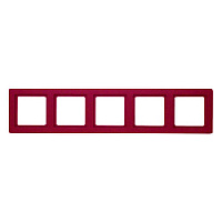 Дизайнерская рамка 5 местная, красный, бархатный лак, 10156062 Berker, серия Q.1