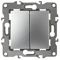 Дизайнерский выключатель, алюминий, Б0014647 Эра, двухклавишный, серия 12