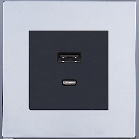 Дизайнерская розетка USB Type-C, светлый глянец, SJAN77EC12 Salvador