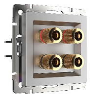 Дизайнерская розетка акустическая, серебряный глянцевый, WL06-AUDIOx4 Werkel