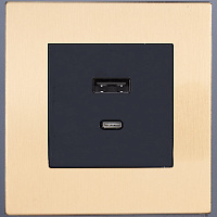 Дизайнерская розетка USB Type-C, золотой, SJAN33BC12 Salvador, серия 24 Harmonie