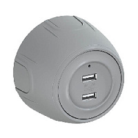 Дизайнерская розетка USB двойная, с подсветкой, 7700899, серый, OneKeyElectro, серия Rotondo