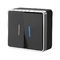 Дизайнерский выключатель с подсветкой, черный хром, W5020135 Werkel, двухклавишный, серия Gallant