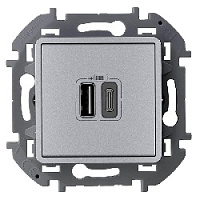 Дизайнерская розетка USB разъем A+C двойная, алюминий, 673762 Legrand, серия Inspiria