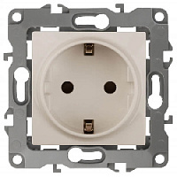 Дизайнерская розетка с заземлением без м.лапок, слоновая кость, Б0014682 Эра, серия 12