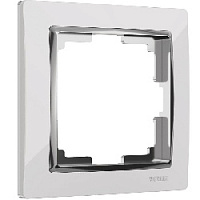 Дизайнерская рамка 1 местная, белый / хром, поликарбонат, W0011901 Werkel