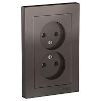 Дизайнерская двойная розетка без заземления, мокко, ATN000620 Schneider Electric, серия Atlas Design