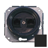 Ретро розетка интернет, черный матовый, B01-09 Retrika, серия Colony