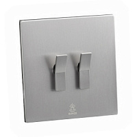 Дизайнерский выключатель Aura Никель браш, BAN2KBE Bonze двухклавишный проходной