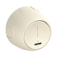 Дизайнерский выключатель с подсветкой, бежевый, 7700867 OneKeyElectro, двухклавишный, серия Rotondo