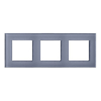 Дизайнерская рамка 3 местная, серая платина, стекло, GL-P103-GPG CGSS, серия Эстетика