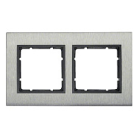 Дизайнерская рамка 2 местная, нержавеющая сталь/антрацитовый, матовый, 10123606 Berker, серия B.7