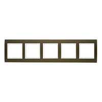Дизайнерская рамка 5 местная, коричневый/полярная белизна, алюминий, 10153021 Berker, серия B.3