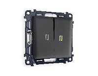 Комплект механизма 2-кл выключателя с подсветкой 3200K мягкий теплый свет, графит мягкое касание, MA904010 Ambrella Volt, двухклавишный