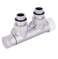 Дизайнерский клапан угловой для радиаторов для 2-х трубной системы отопления, справа, Tondera 1/2" никель матовый 0684-1500NSE0 S.R.Rubinetterie