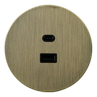 Розетка USB (тип A+тип C), круглая, EU030112, бронзовый, Salvador