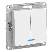 Дизайнерский выключатель с подсветкой, белый, ATN000153 Schneider Electric, двухклавишный, серия Atlas Design