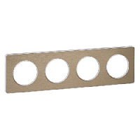 Дизайнерская рамка 4 местная, полированная бронза/белый, S52P808L Schneider Electric, серия Odace