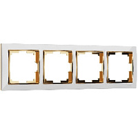 Дизайнерская рамка 4 местная, белый / золото, поликарбонат, W0041933 Werkel