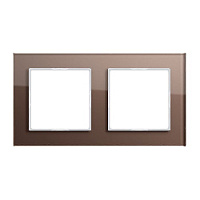 Дизайнерская рамка 2 местная, стекло мокко, AC582GLMO Jung, серия A Creation