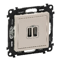 Дизайнерская розетка USB разъем A+A двойная, слоновая кость, 753512 Legrand, серия Valena Life