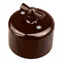 Ретро выключатель, коричневый, R1-210-02 Rozetkof одноклавишный, серия Ришелье
