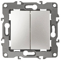 Дизайнерский выключатель, перламутр, Б0019298 Эра, двухклавишный проходной, серия 12