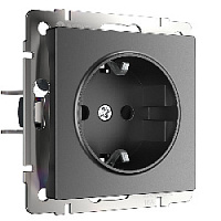 Дизайнерская розетка с заземлением и шторками, графит матовый, W1171164 Werkel