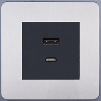 Дизайнерская розетка USB Type-C, никель, SBAN53A5A12 Salvador, серия 24 Harmonie