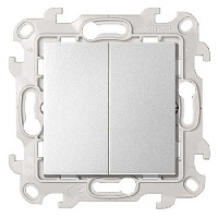 Дизайнерский выключатель, алюминий, 2450398-033, Simon, двухклавишный, серия 24 Harmonie
