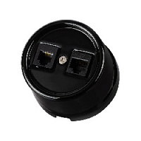 Розетка RJ11 телефонная + RJ45 компьютерная, черный, SQ1820-0252 TDM ELECTRIC, серия Болонь