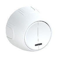 Дизайнерский выключатель с подсветкой, белый, 7700866 OneKeyElectro, двухклавишный, серия Rotondo