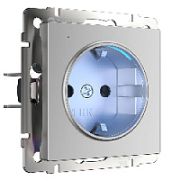Дизайнерская розетка с заземлением и подсветкой, серебряный глянцевый, W1171406 Werkel