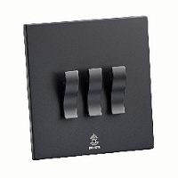 Дизайнерский выключатель Aura Черный уголь, BAB3KBE Bonze трехклавишный