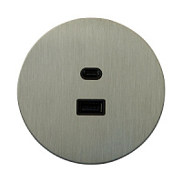Розетка USB (тип A+тип C), круглая, EU010112, никель, Salvador