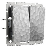 Дизайнерский выключатель, серебряный, W1222006 Werkel, двухклавишный проходной, серия Hammer