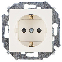 Дизайнерская розетка с заземлением и шторками, бежевый, 1591443-031 Simon, серия 15