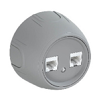 Дизайнерская розетка компьютерная RJ-45, двойная, 7700894, серый, OneKeyElectro, серия Rotondo