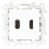 Дизайнерская розетка HDMI+USB, белый, 2411095-030 Simon, серия 24 Harmonie